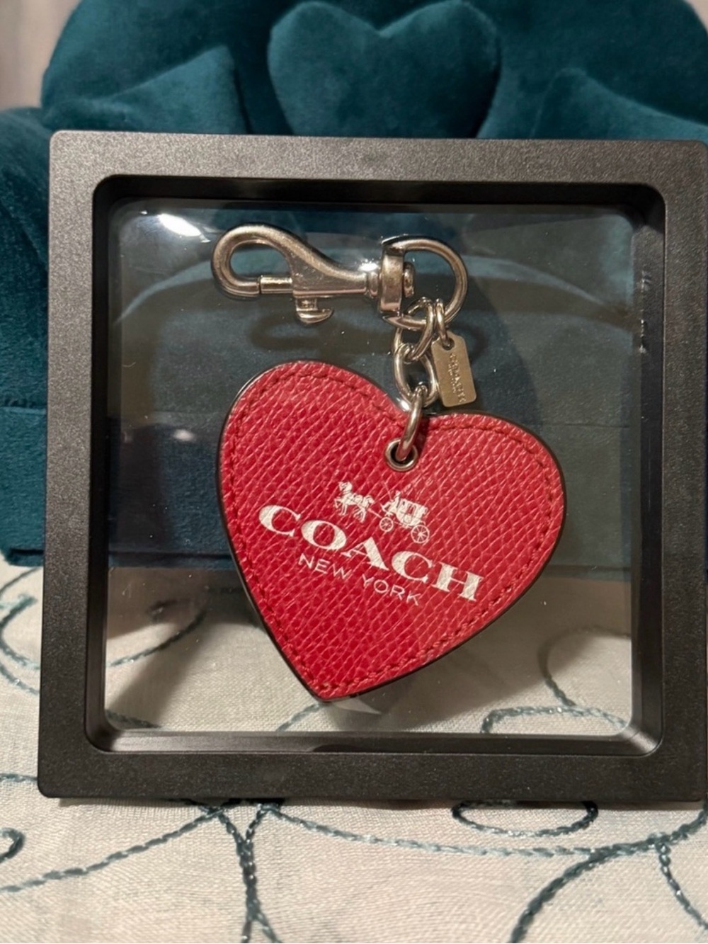 Coach Red Heart Leather Bag Charm